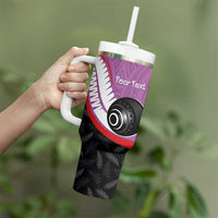 Personalised Aotearoa Lawn Bowls Tumbler With Handle Maori and Silver Fern Sporty Style Pink Color - Polynesian Pride