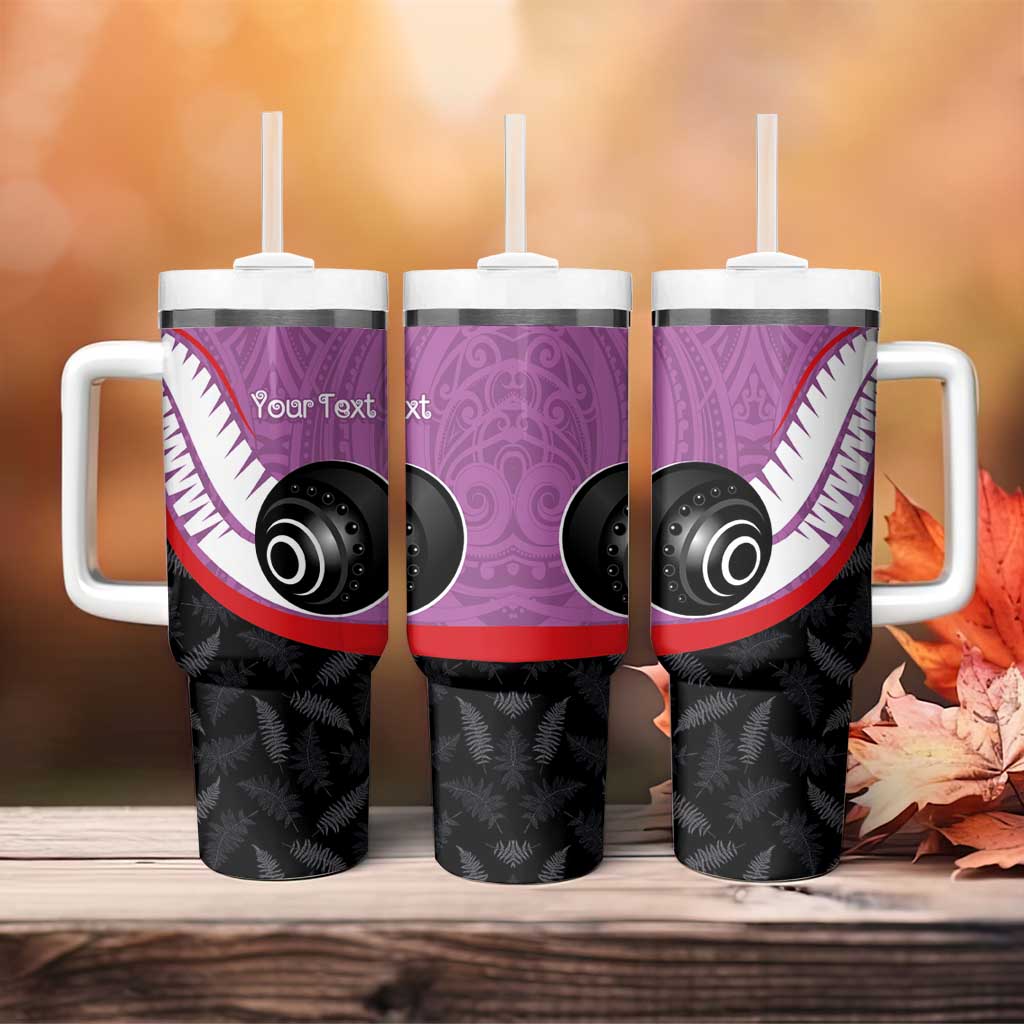 Personalised Aotearoa Lawn Bowls Tumbler With Handle Maori and Silver Fern Sporty Style Pink Color - Polynesian Pride