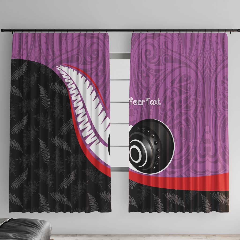 Personalised Aotearoa Lawn Bowls Window Curtain Maori and Silver Fern Sporty Style Pink Color - Polynesian Pride
