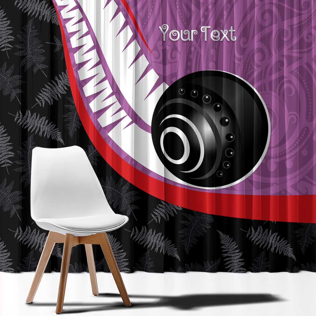 Personalised Aotearoa Lawn Bowls Window Curtain Maori and Silver Fern Sporty Style Pink Color - Polynesian Pride