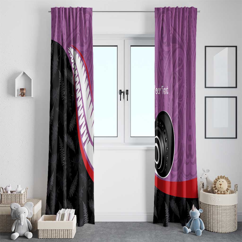 Personalised Aotearoa Lawn Bowls Window Curtain Maori and Silver Fern Sporty Style Pink Color - Polynesian Pride