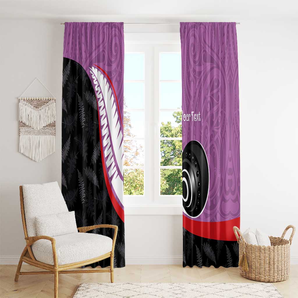 Personalised Aotearoa Lawn Bowls Window Curtain Maori and Silver Fern Sporty Style Pink Color - Polynesian Pride