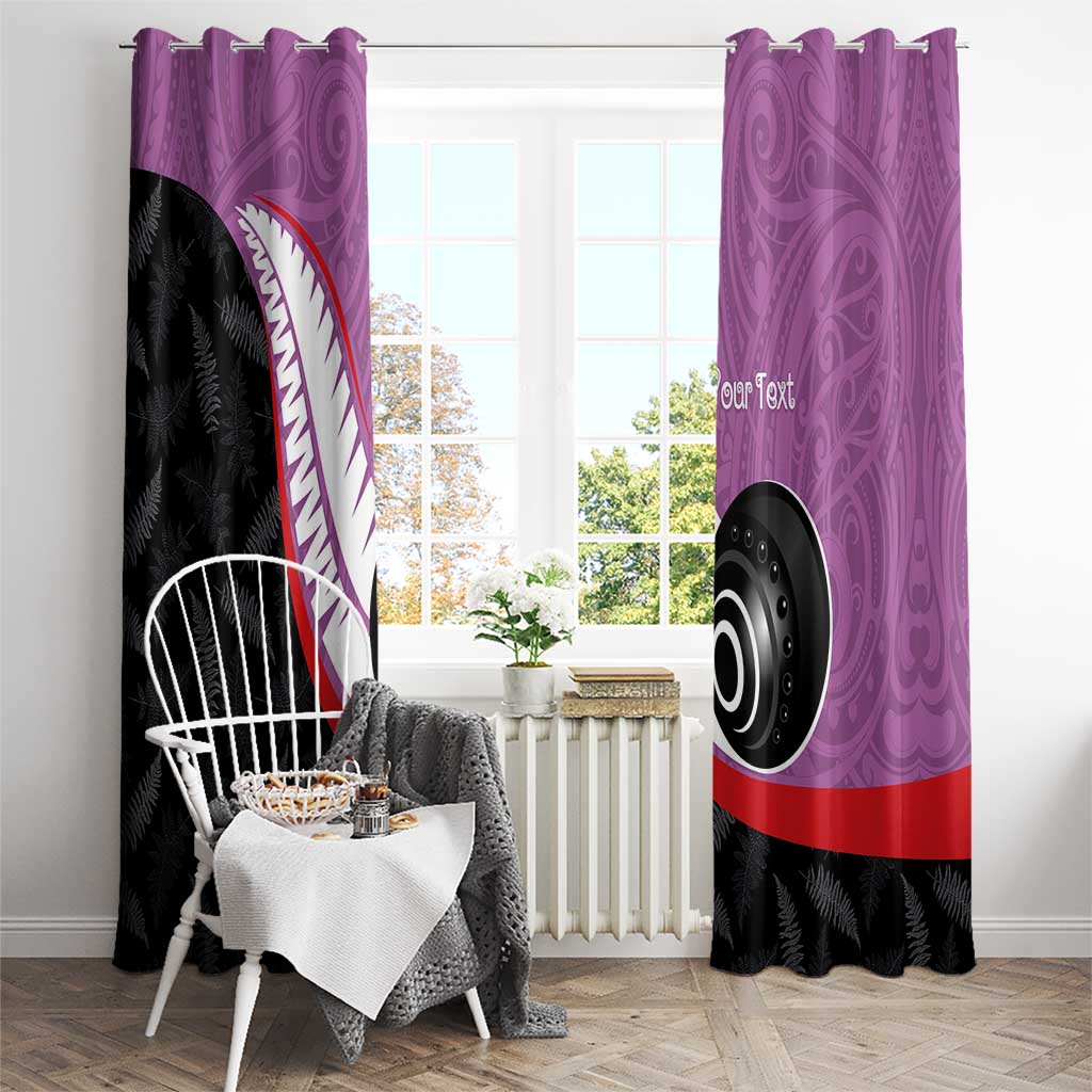 Personalised Aotearoa Lawn Bowls Window Curtain Maori and Silver Fern Sporty Style Pink Color - Polynesian Pride