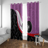 Personalised Aotearoa Lawn Bowls Window Curtain Maori and Silver Fern Sporty Style Pink Color - Polynesian Pride