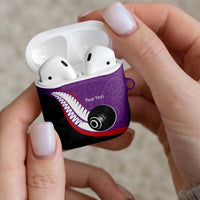 Personalised Aotearoa Lawn Bowls AirPods Case Maori and Silver Fern Sporty Style Purple Color - Polynesian Pride