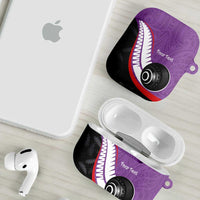 Personalised Aotearoa Lawn Bowls AirPods Case Maori and Silver Fern Sporty Style Purple Color - Polynesian Pride