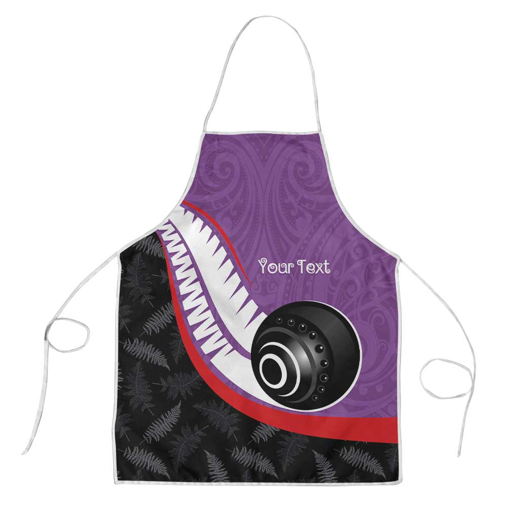 Personalised Aotearoa Lawn Bowls Apron Maori and Silver Fern Sporty Style Purple Color - Polynesian Pride