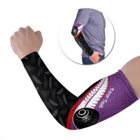 Personalised Aotearoa Lawn Bowls Arm Sleeves Maori and Silver Fern Sporty Style Purple Color - Polynesian Pride
