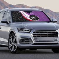 Personalised Aotearoa Lawn Bowls Auto Sun Shade Maori and Silver Fern Sporty Style Purple Color - Polynesian Pride