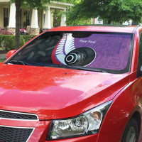 Personalised Aotearoa Lawn Bowls Auto Sun Shade Maori and Silver Fern Sporty Style Purple Color - Polynesian Pride