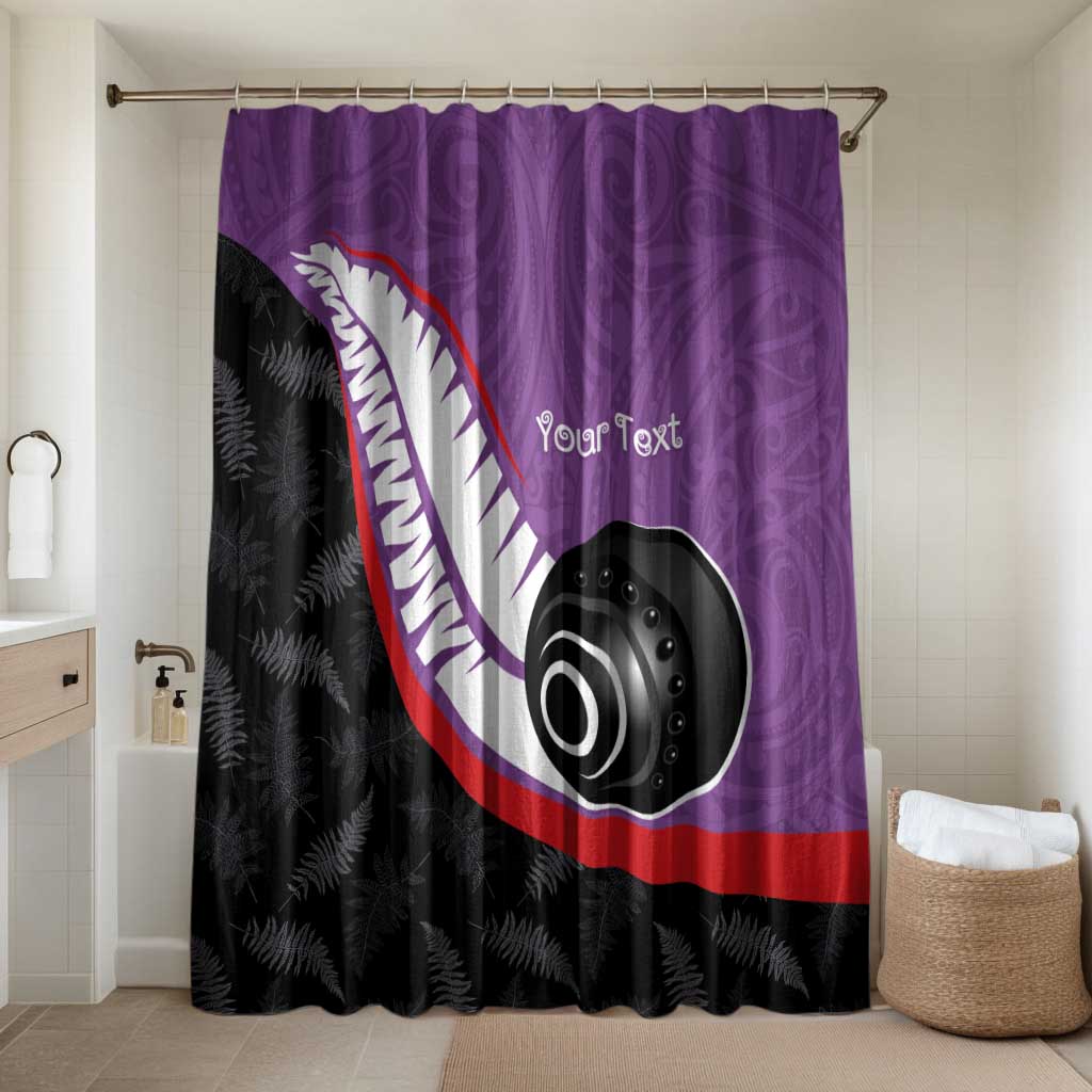 Personalised Aotearoa Lawn Bowls Bathroom Set Maori and Silver Fern Sporty Style Purple Color - Polynesian Pride
