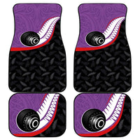 Aotearoa Lawn Bowls Car Mats Maori and Silver Fern Sporty Style Purple Color - Polynesian Pride