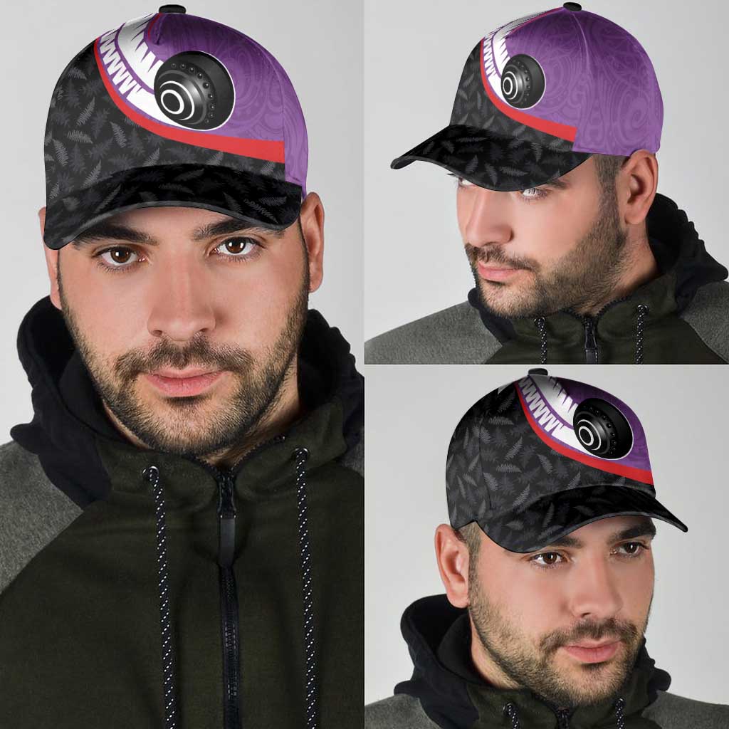 Aotearoa Lawn Bowls Classic Cap Maori and Silver Fern Sporty Style Purple Color - Polynesian Pride