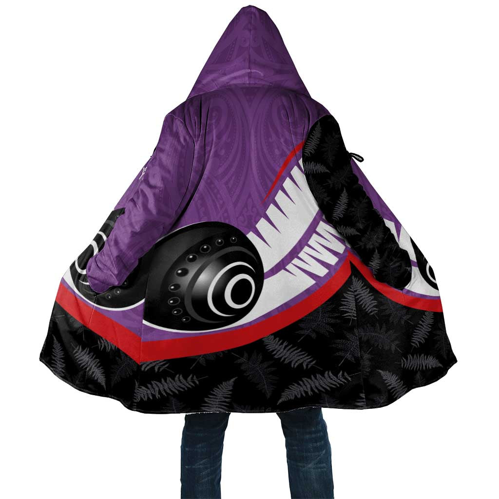 Personalised Aotearoa Lawn Bowls Cloak Maori and Silver Fern Sporty Style Purple Color - Polynesian Pride