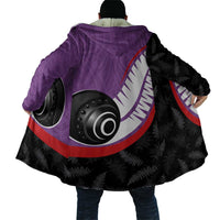 Personalised Aotearoa Lawn Bowls Cloak Maori and Silver Fern Sporty Style Purple Color - Polynesian Pride