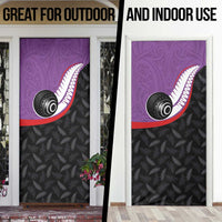 Aotearoa Lawn Bowls Door Cover Maori and Silver Fern Sporty Style Purple Color - Polynesian Pride