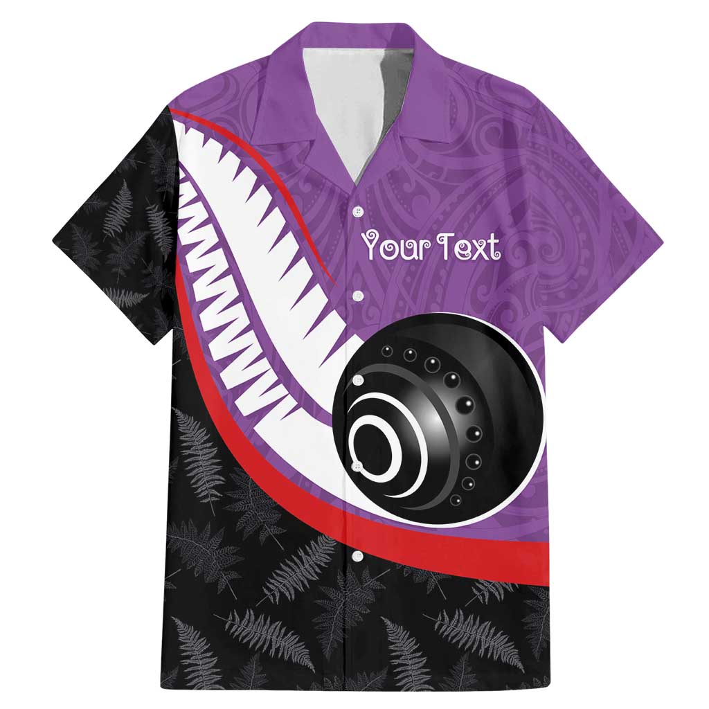 Personalised Aotearoa Lawn Bowls Family Matching Mermaid Dress and Hawaiian Shirt Maori and Silver Fern Sporty Style Purple Color - Polynesian Pride