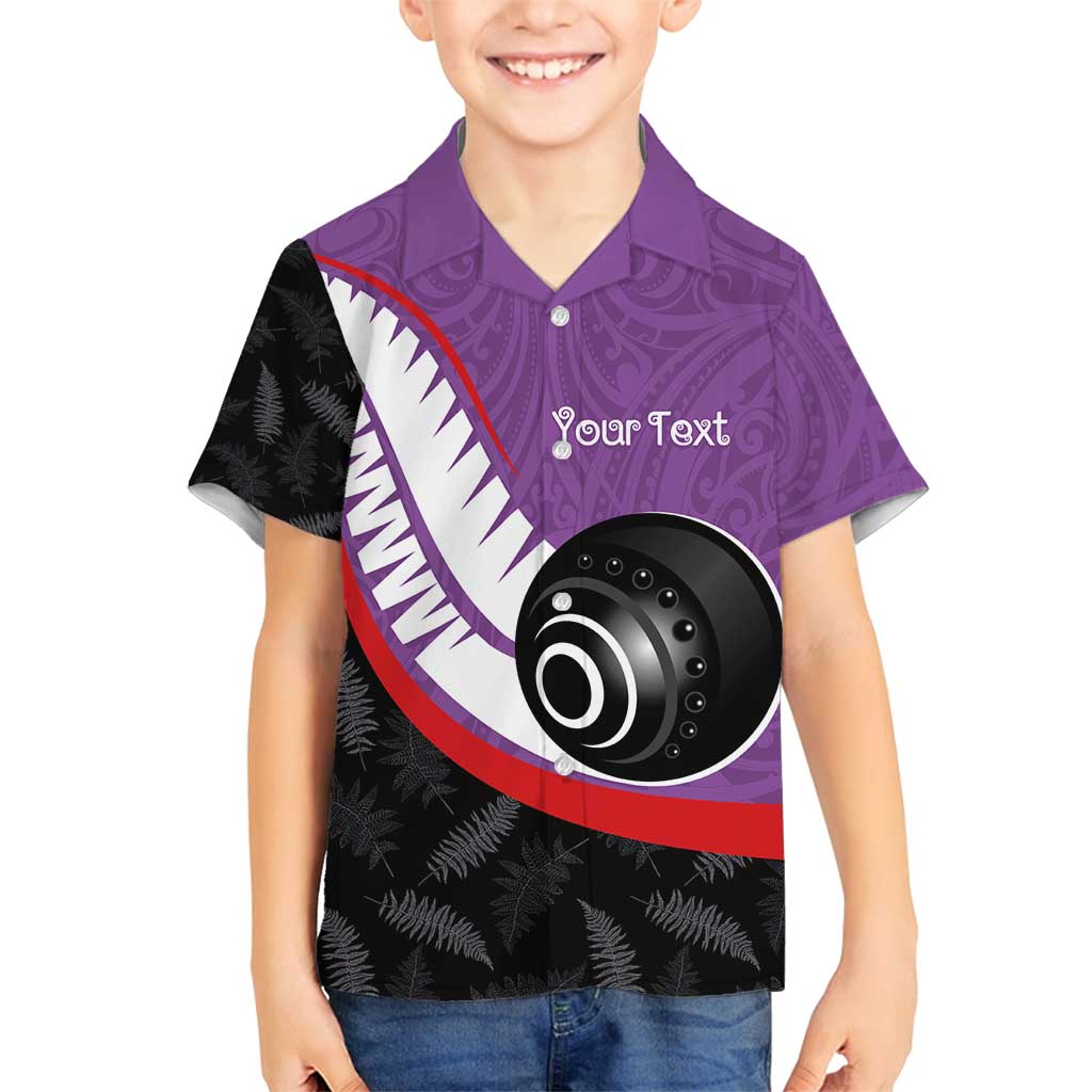 Personalised Aotearoa Lawn Bowls Family Matching Summer Maxi Dress and Hawaiian Shirt Maori and Silver Fern Sporty Style Purple Color - Polynesian Pride