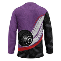 Personalised Aotearoa Lawn Bowls Hockey Jersey Maori and Silver Fern Sporty Style Purple Color - Polynesian Pride