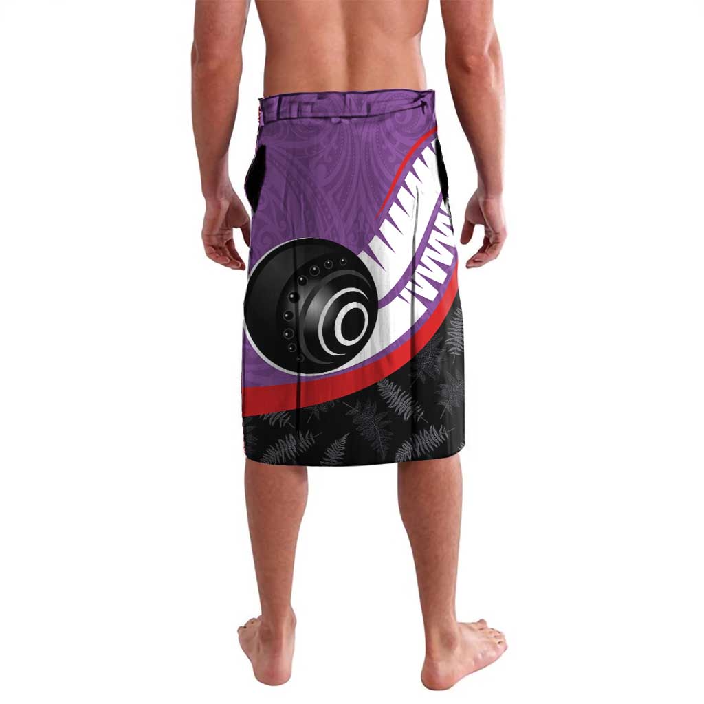 Aotearoa Lawn Bowls Lavalava Maori and Silver Fern Sporty Style Purple Color - Polynesian Pride