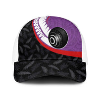Aotearoa Lawn Bowls Mesh Trucker Cap Maori and Silver Fern Sporty Style Purple Color - Polynesian Pride