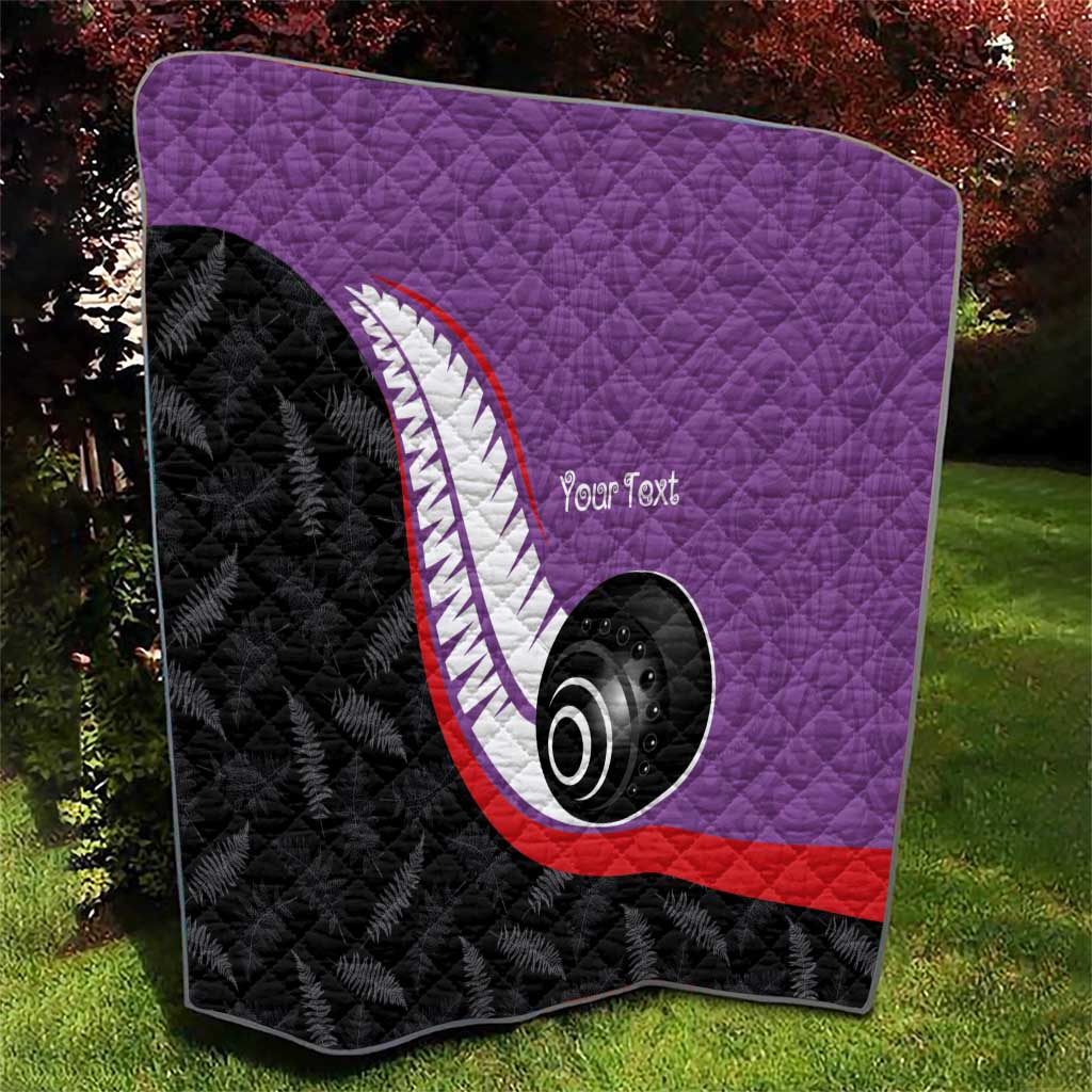 Personalised Aotearoa Lawn Bowls Quilt Maori and Silver Fern Sporty Style Purple Color - Polynesian Pride