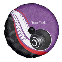 Personalised Aotearoa Lawn Bowls Spare Tire Cover Maori and Silver Fern Sporty Style Purple Color - Polynesian Pride