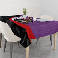 Personalised Aotearoa Lawn Bowls Tablecloth Maori and Silver Fern Sporty Style Purple Color - Polynesian Pride