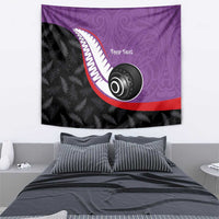 Personalised Aotearoa Lawn Bowls Tapestry Maori and Silver Fern Sporty Style Purple Color - Polynesian Pride