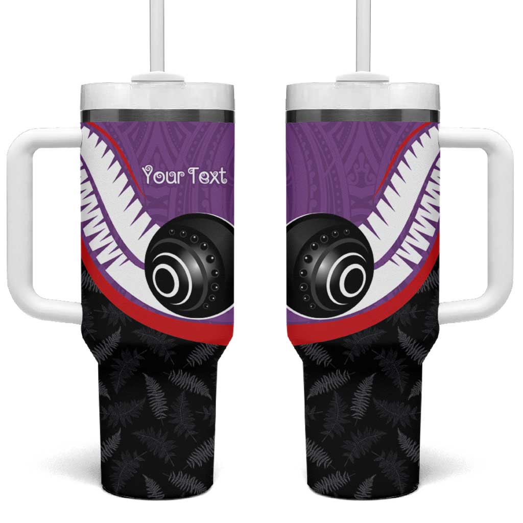 Personalised Aotearoa Lawn Bowls Tumbler With Handle Maori and Silver Fern Sporty Style Purple Color - Polynesian Pride