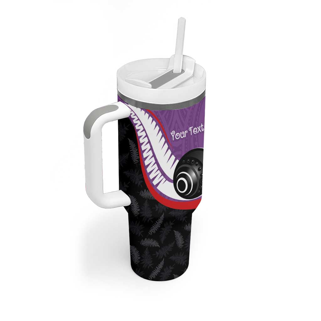 Personalised Aotearoa Lawn Bowls Tumbler With Handle Maori and Silver Fern Sporty Style Purple Color - Polynesian Pride