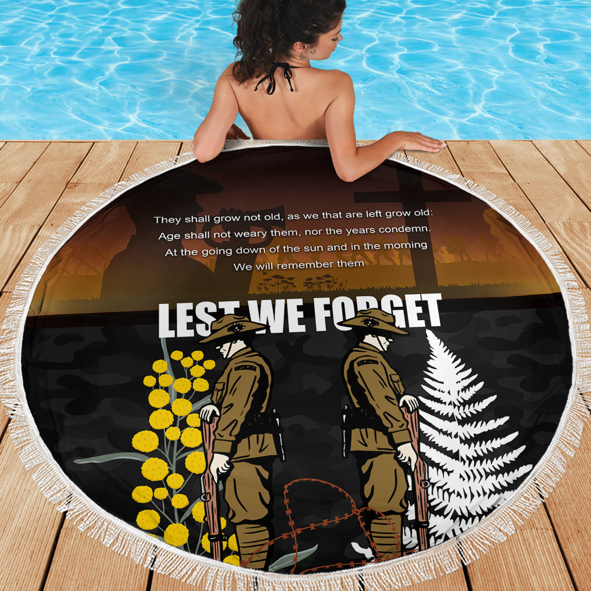 New Zealand and Australia ANZAC Day Beach Blanket Soldier and Last Post Camouflage Pattern LT03 - Polynesian Pride
