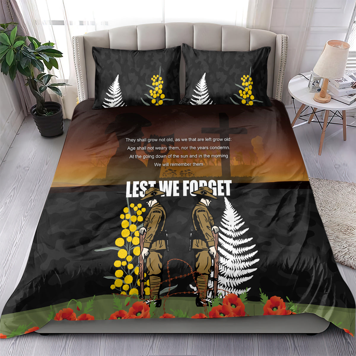 New Zealand and Australia ANZAC Day Bedding Set Soldier and Last Post Camouflage Pattern LT03 - Polynesian Pride