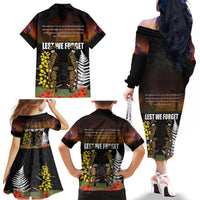 New Zealand and Australia ANZAC Day Family Matching Off Shoulder Long Sleeve Dress and Hawaiian Shirt Soldier and Last Post Camouflage Pattern LT03 - Polynesian Pride
