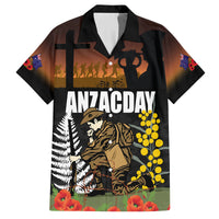 New Zealand and Australia ANZAC Day Family Matching Off Shoulder Long Sleeve Dress and Hawaiian Shirt Soldier and Last Post Camouflage Pattern LT03 Dad's Shirt - Short Sleeve Black - Polynesian Pride