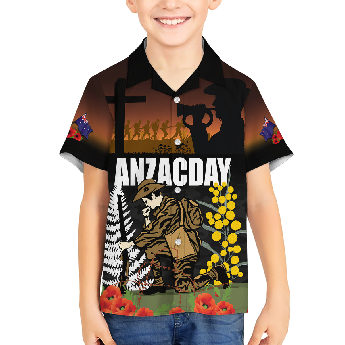 New Zealand and Australia ANZAC Day Hawaiian Shirt Soldier and Last Post Camouflage Pattern LT03 - Polynesian Pride