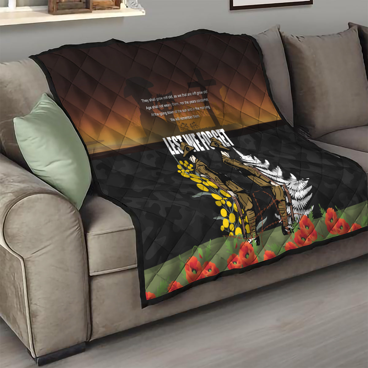 New Zealand and Australia ANZAC Day Quilt Soldier and Last Post Camouflage Pattern LT03 - Polynesian Pride