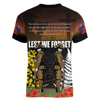 New Zealand and Australia ANZAC Day Women V Neck T Shirt Soldier and Last Post Camouflage Pattern LT03 - Polynesian Pride