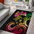 Hawaii Turtle Day Area Rug Polynesian Tattoo and Hibiscus Flowers