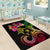 Hawaii Turtle Day Area Rug Polynesian Tattoo and Hibiscus Flowers