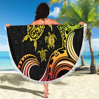 Hawaii Turtle Day Beach Blanket Polynesian Tattoo and Hibiscus Flowers LT03 - Polynesian Pride