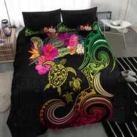 Hawaii Turtle Day Bedding Set Polynesian Tattoo and Hibiscus Flowers LT03 - Polynesian Pride