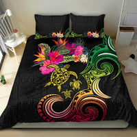 Hawaii Turtle Day Bedding Set Polynesian Tattoo and Hibiscus Flowers LT03 - Polynesian Pride