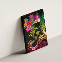 Hawaii Turtle Day Canvas Wall Art Polynesian Tattoo and Hibiscus Flowers LT03 - Polynesian Pride