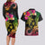 Hawaii Turtle Day Couples Matching Long Sleeve Bodycon Dress and Hawaiian Shirt Polynesian Tattoo and Hibiscus Flowers