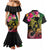 Hawaii Turtle Day Couples Matching Mermaid Dress and Hawaiian Shirt Polynesian Tattoo and Hibiscus Flowers