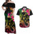 Hawaii Turtle Day Couples Matching Off Shoulder Maxi Dress and Hawaiian Shirt Polynesian Tattoo and Hibiscus Flowers