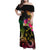 Hawaii Turtle Day Family Matching Off Shoulder Maxi Dress and Hawaiian Shirt Polynesian Tattoo and Hibiscus Flowers