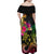 Hawaii Turtle Day Family Matching Off Shoulder Maxi Dress and Hawaiian Shirt Polynesian Tattoo and Hibiscus Flowers