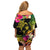 Hawaii Turtle Day Family Matching Off Shoulder Short Dress and Hawaiian Shirt Polynesian Tattoo and Hibiscus Flowers